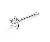Prong Set Stone Silver Bone Nose Stud NSKD-115